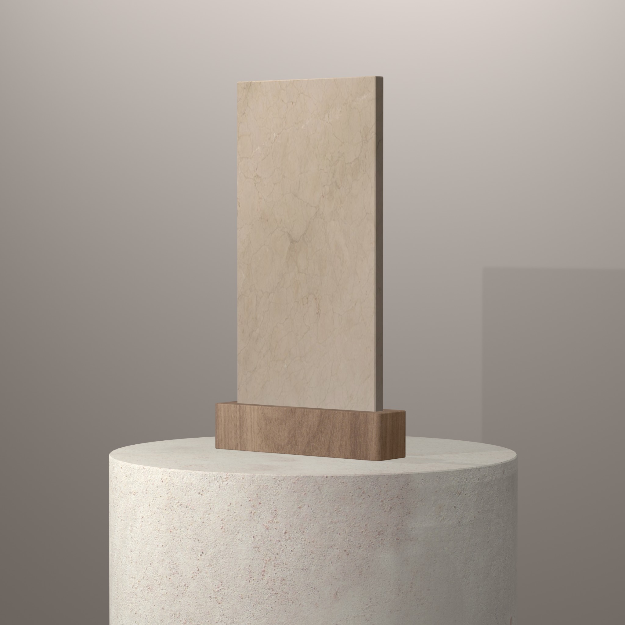 Rendu 3D du coloris Creme Marfil Extra sur piédestal