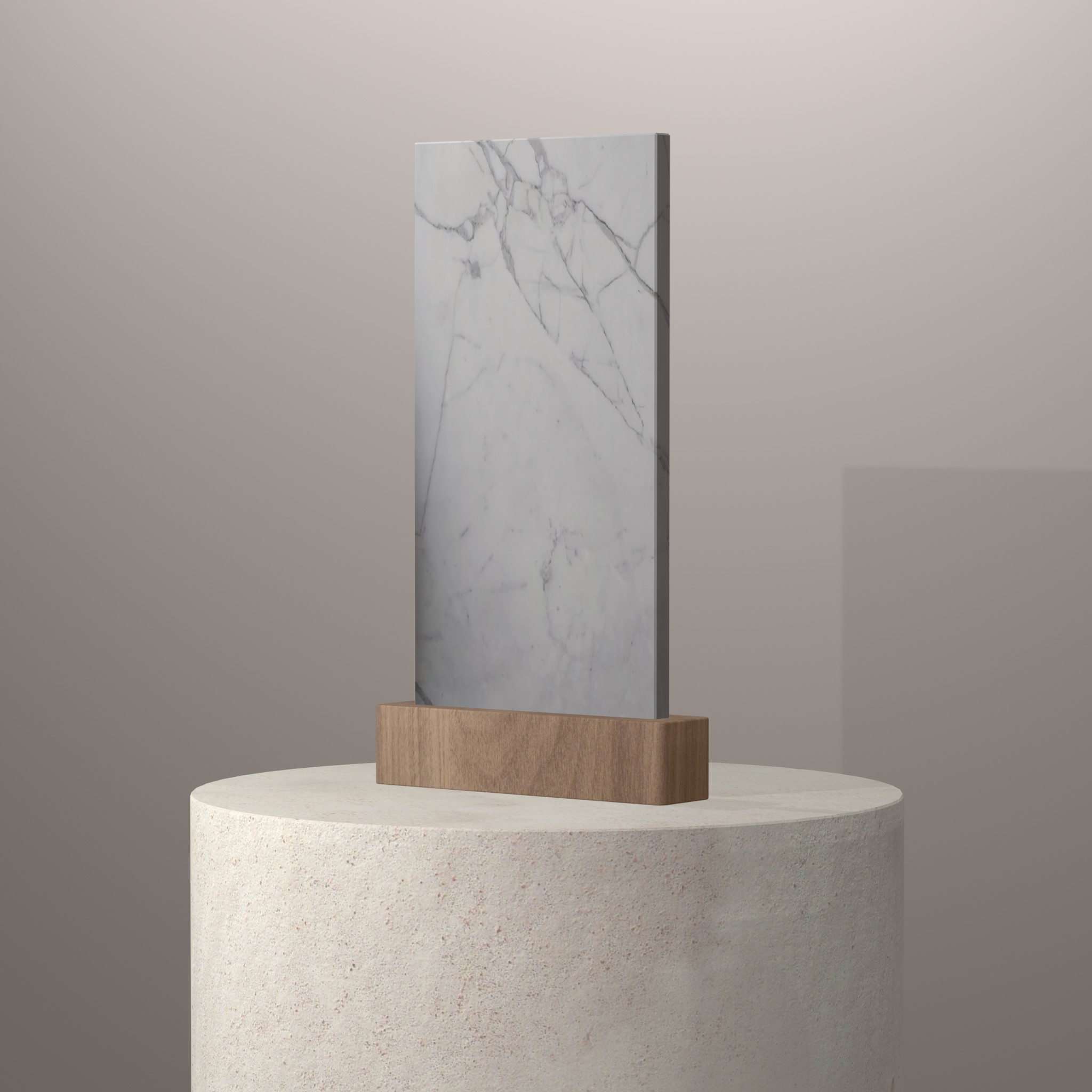 Rendu 3D du coloris Estatuario sur piédestal