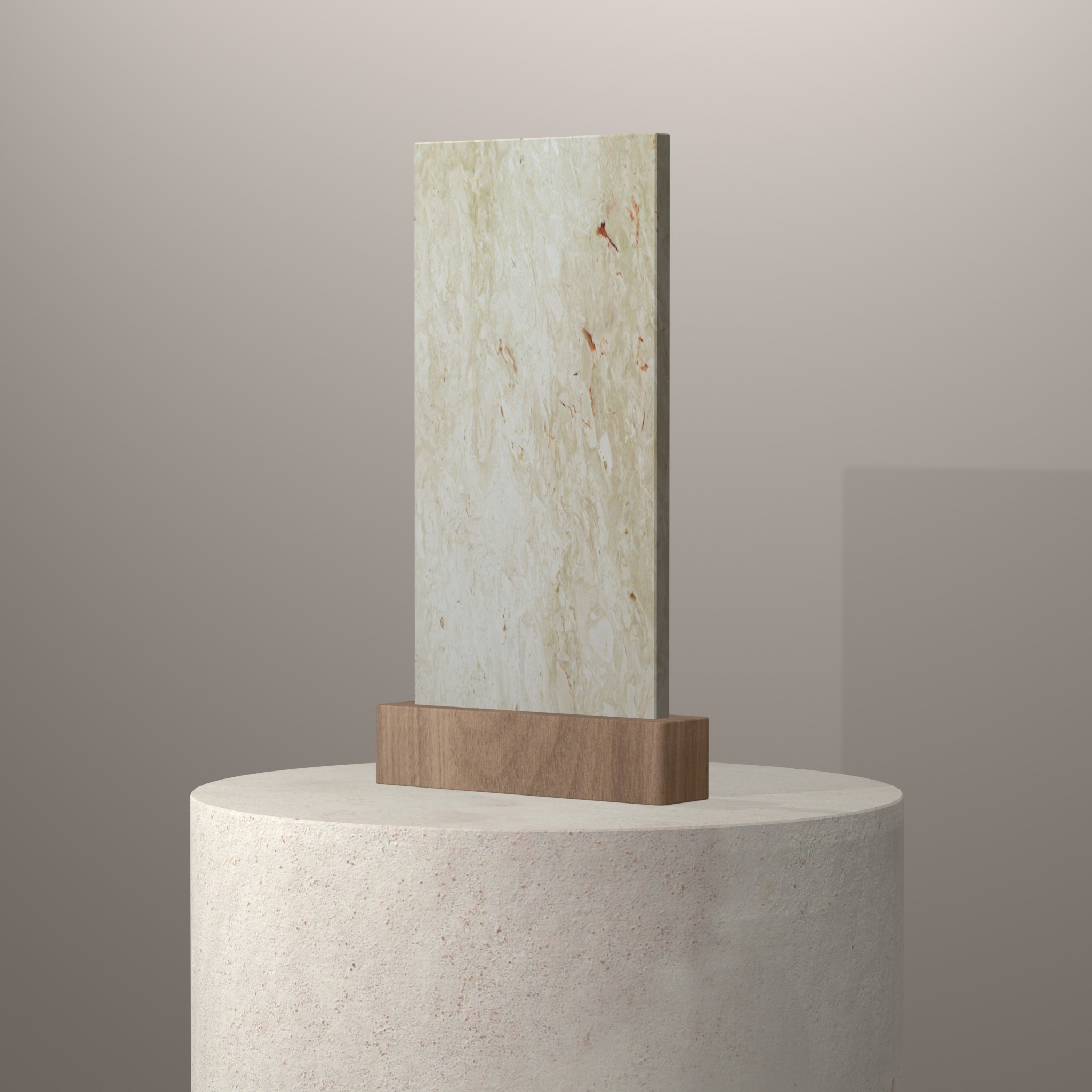 Rendu 3D du coloris Lioz Svevo sur piédestal
