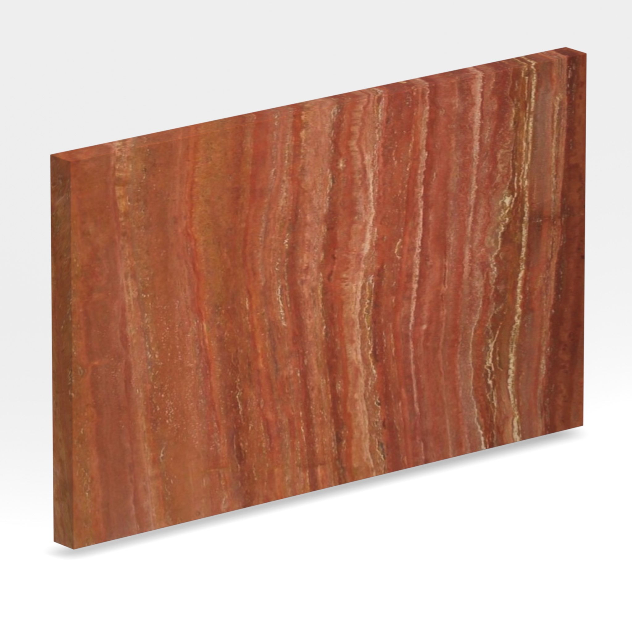 Rendu 3D de la tranche du coloris Red Travertino | Resine transparente ou couleur