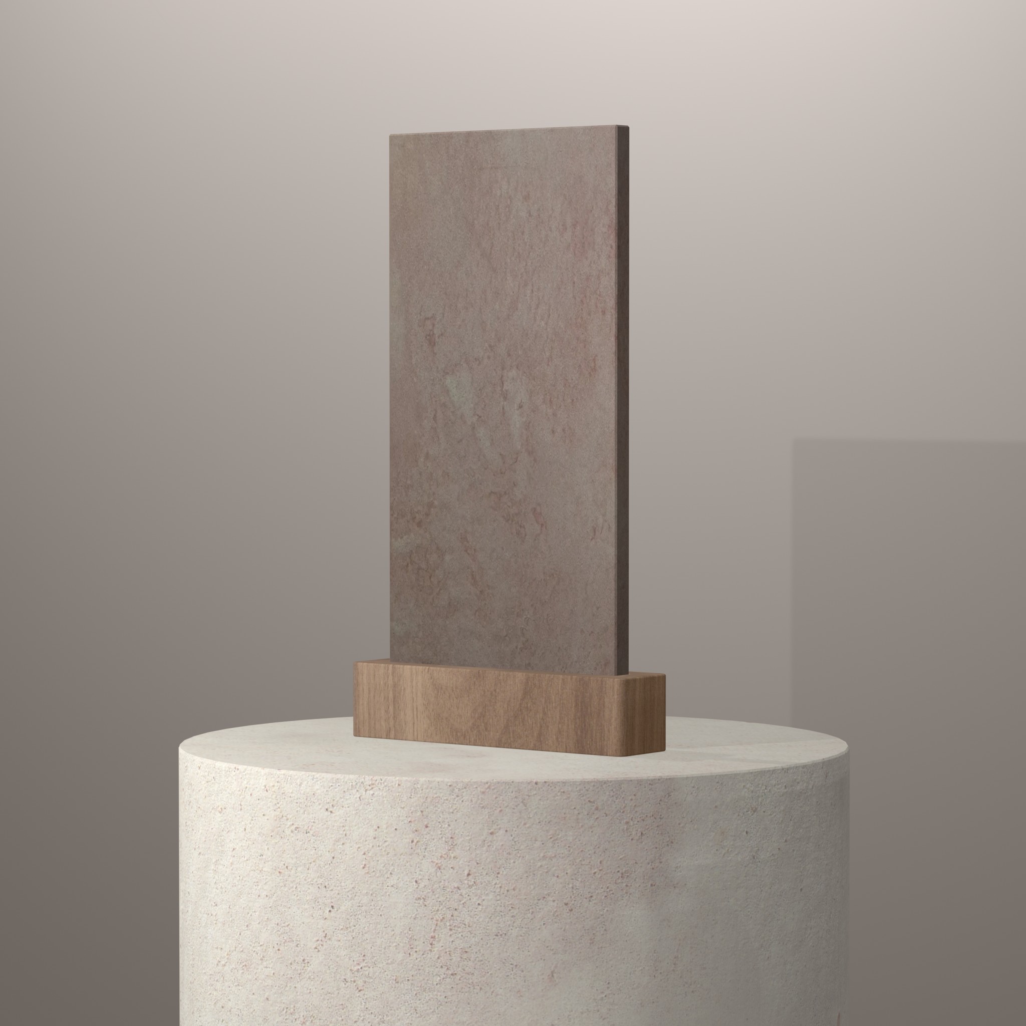 Rendu 3D du coloris Rosa Tea sur piédestal