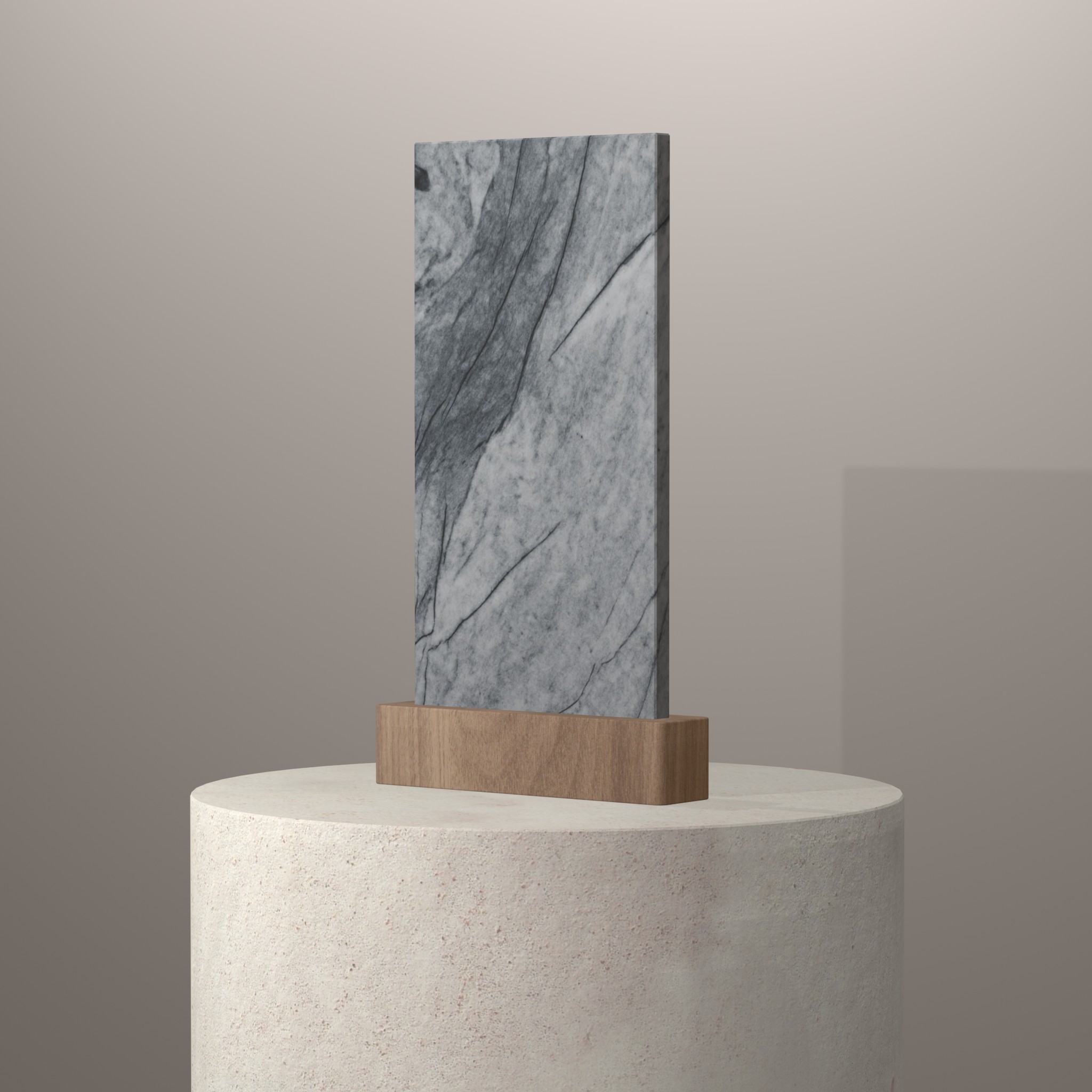 Rendu 3D du coloris Ruivina Clair sur piédestal