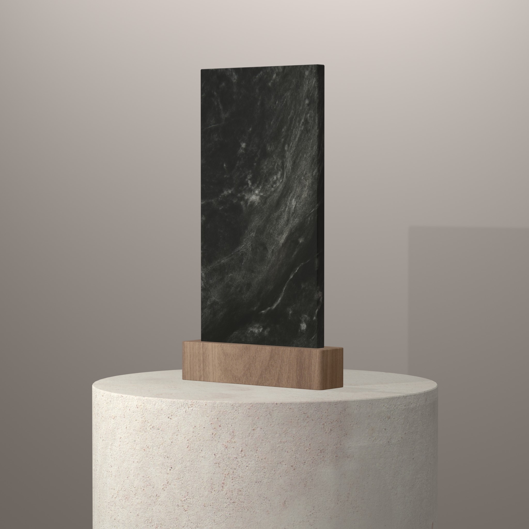 Rendu 3D du coloris Ruivina Foncé sur piédestal