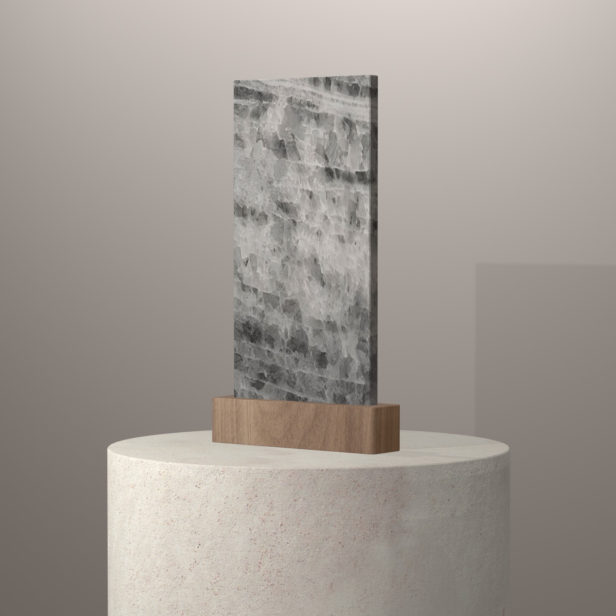 Rendu 3D du coloris Greylis sur piédestal