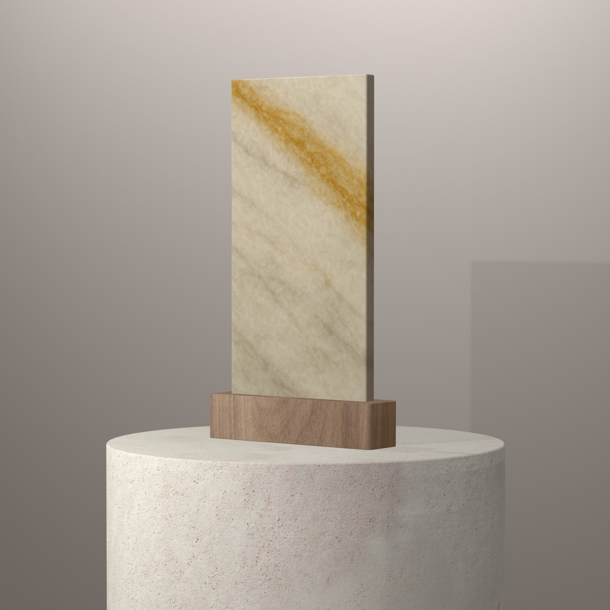Rendu 3D du coloris Sea Pearl sur piédestal