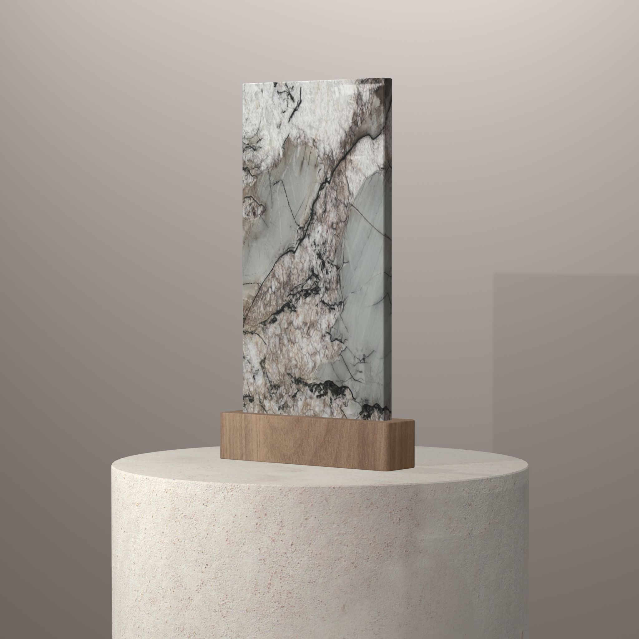 Rendu 3D du coloris Botanic Crystal sur piédestal