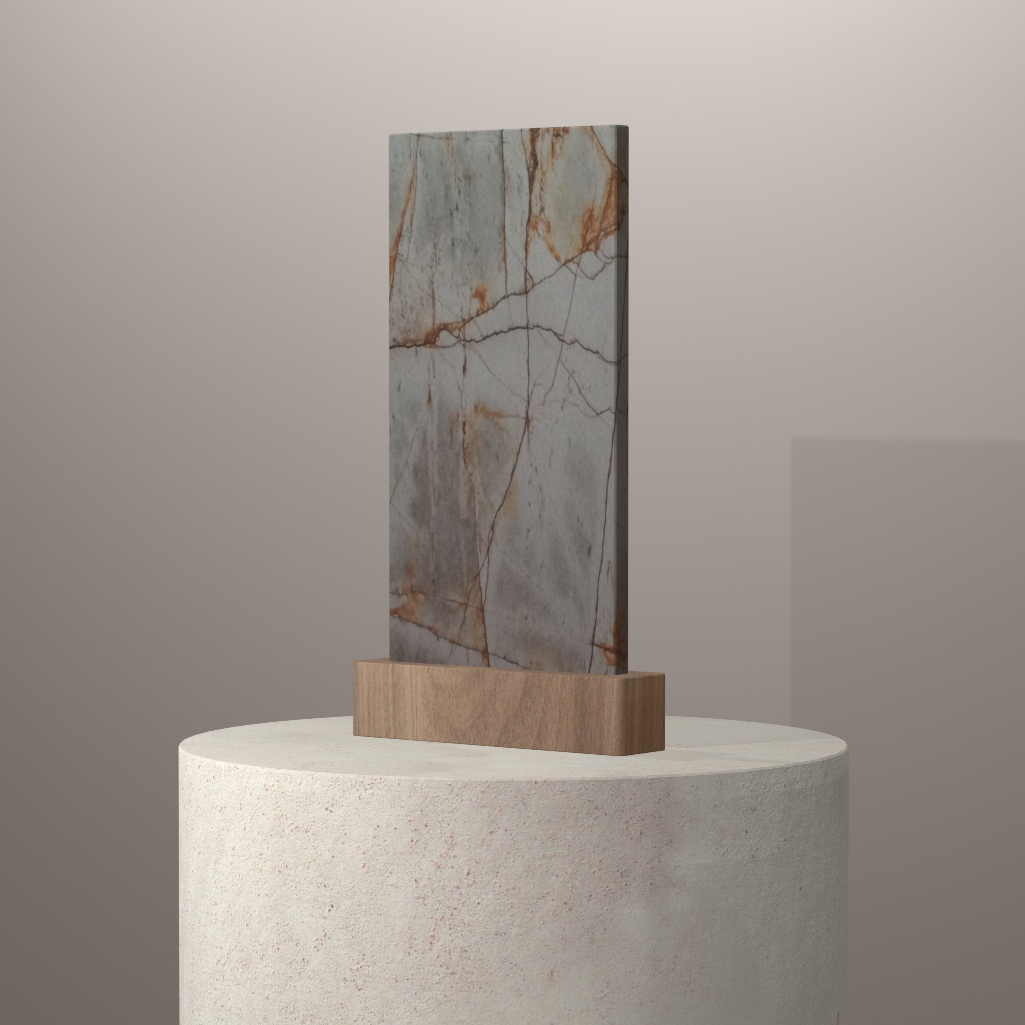 Rendu 3D du coloris Cristal Corten sur piédestal