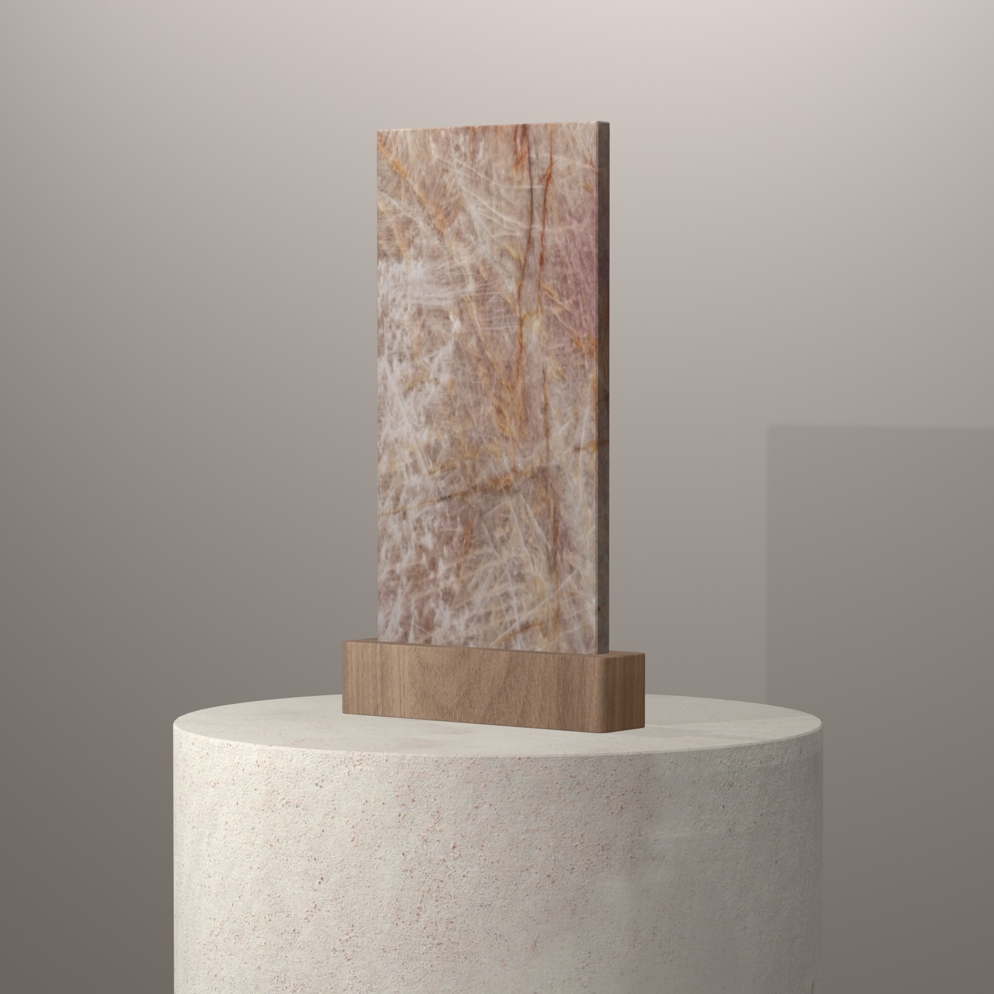 Rendu 3D du coloris Cristal Pink sur piédestal