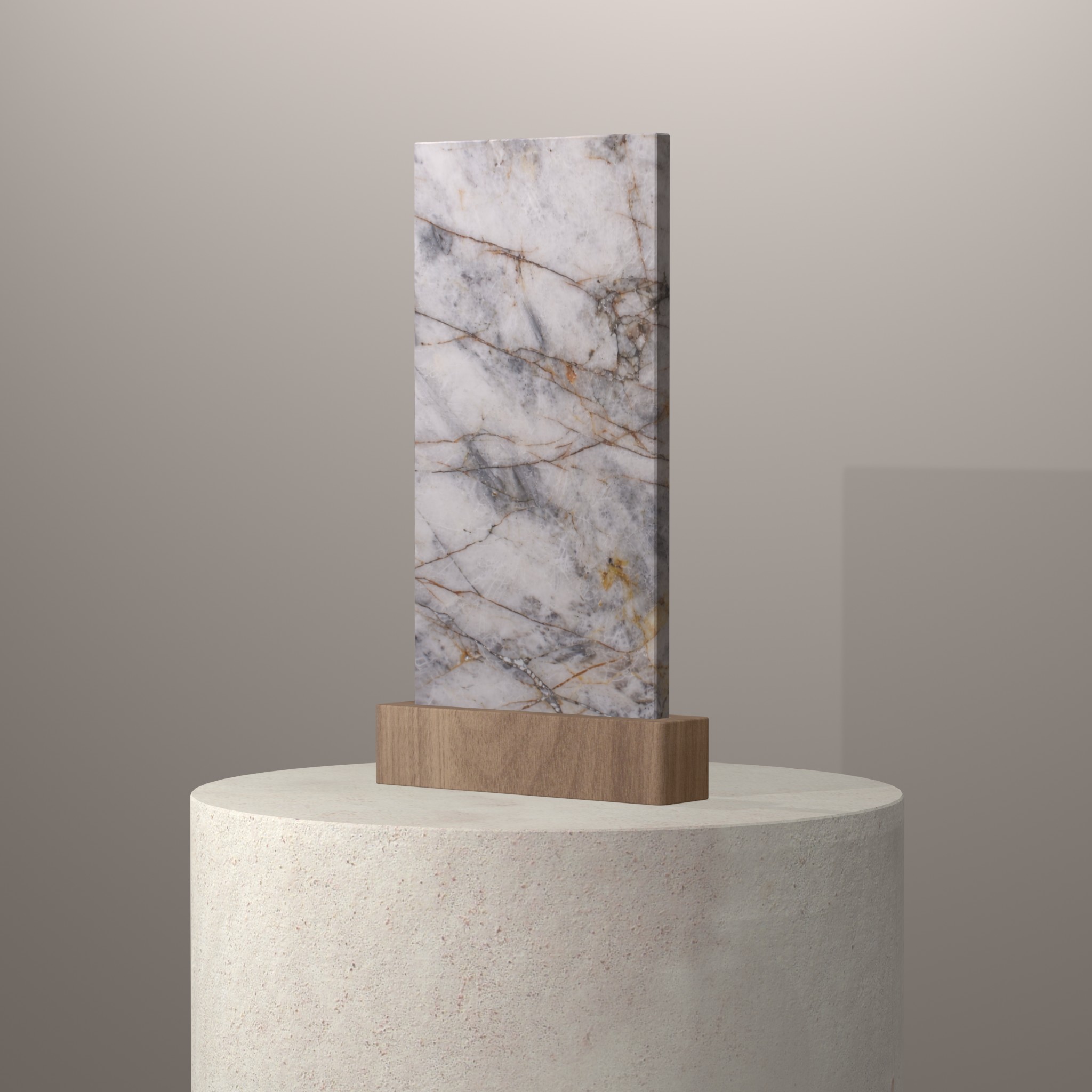 Rendu 3D du coloris Crystal Smoke sur piédestal