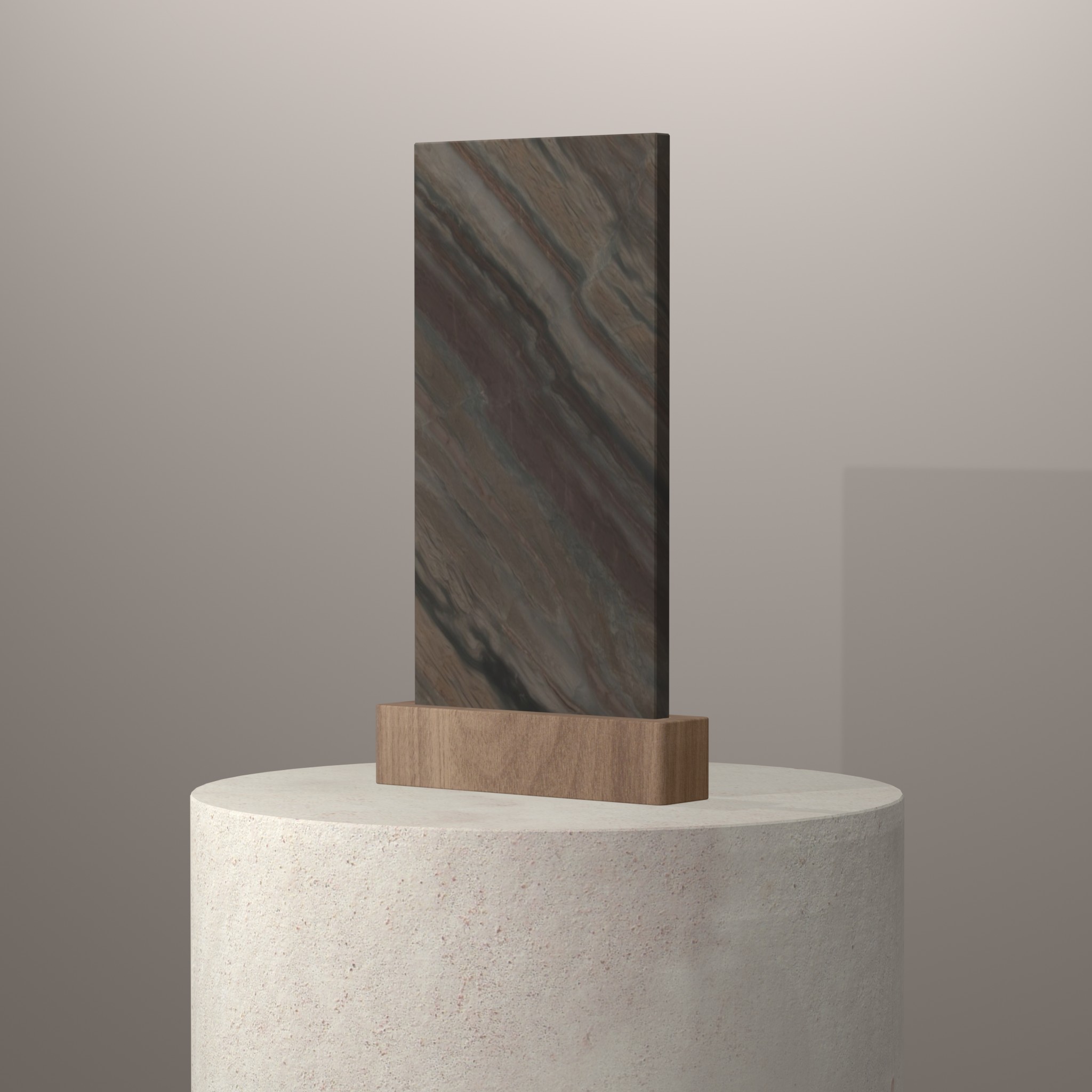 Rendu 3D du coloris Elegant Brown sur piédestal