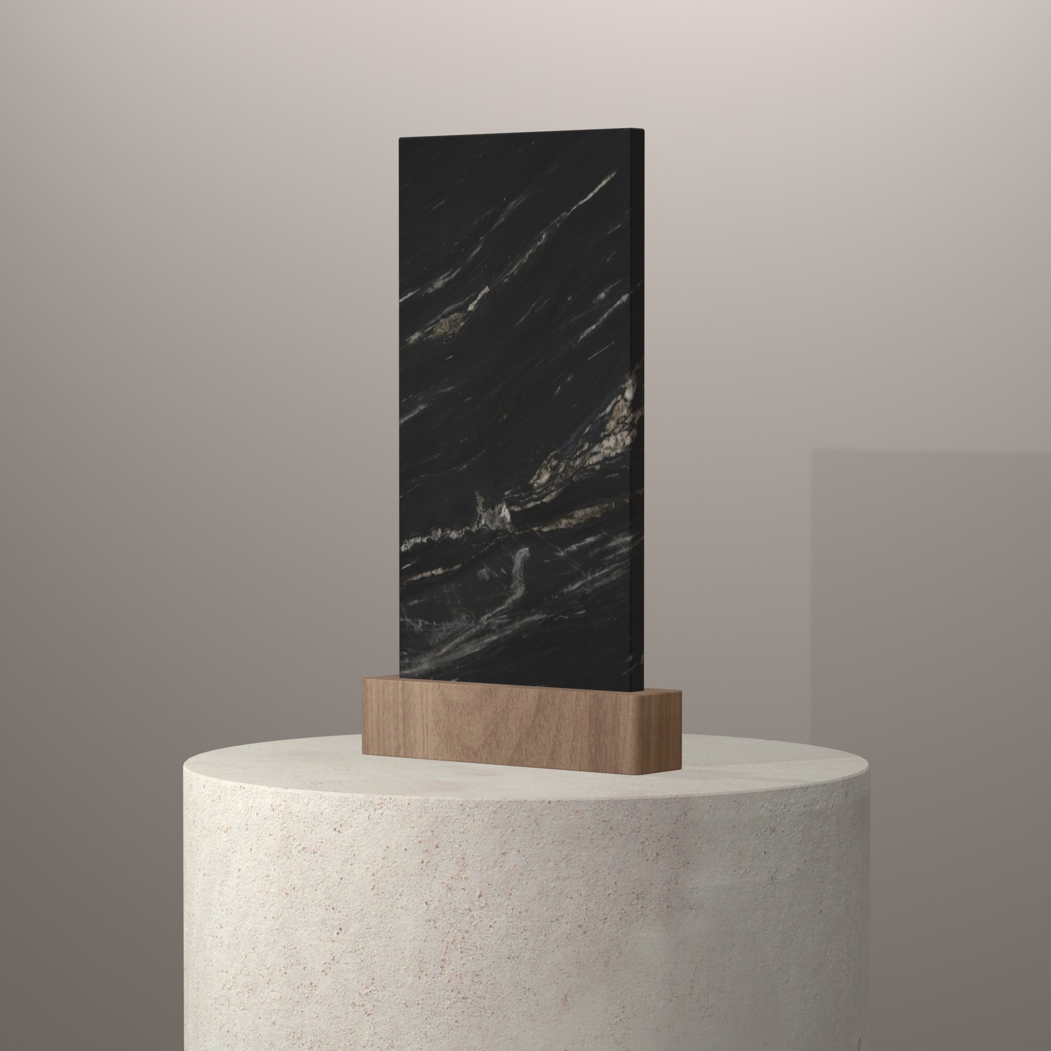 Rendu 3D du coloris Kuroca sur piédestal