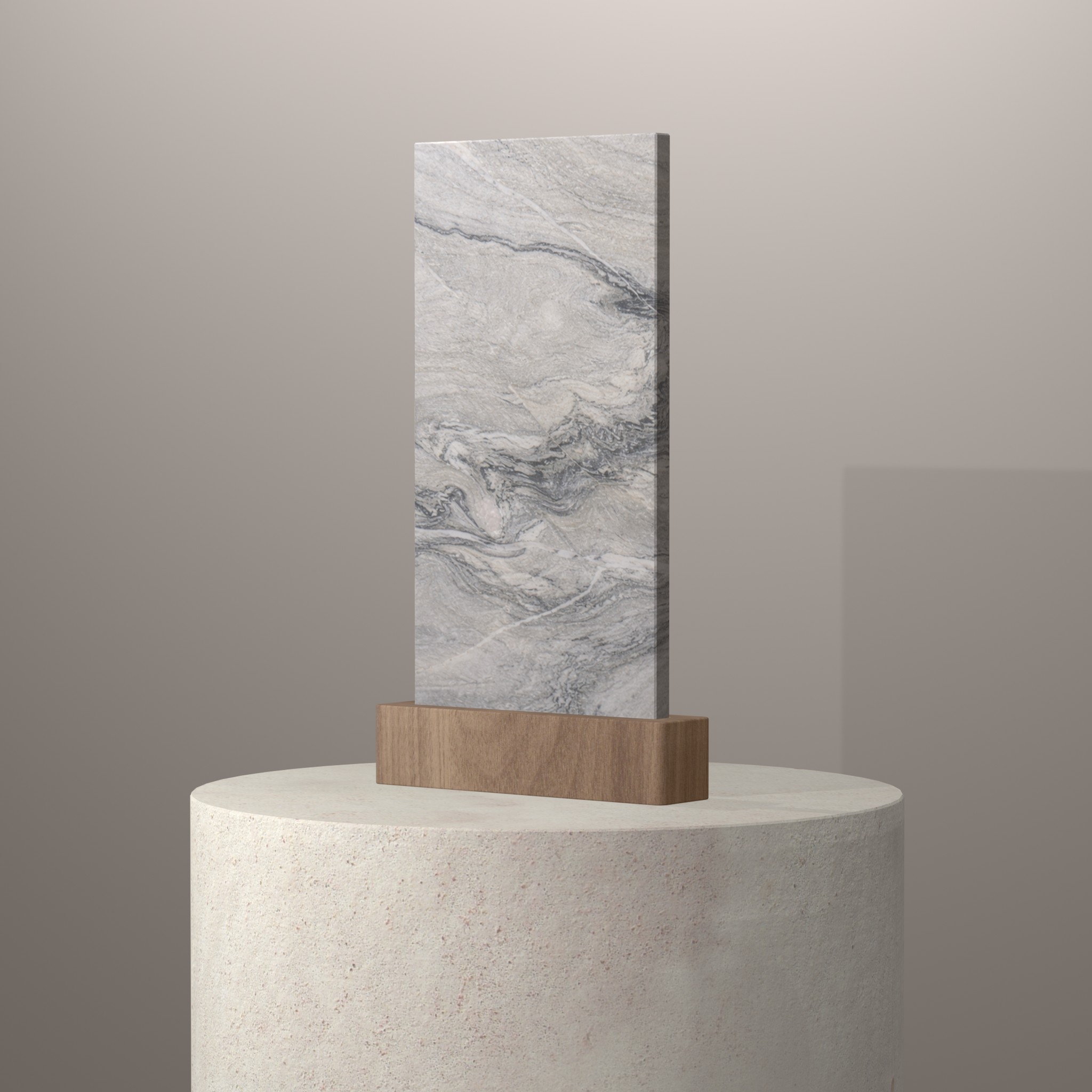 Rendu 3D du coloris Macaubas sur piédestal