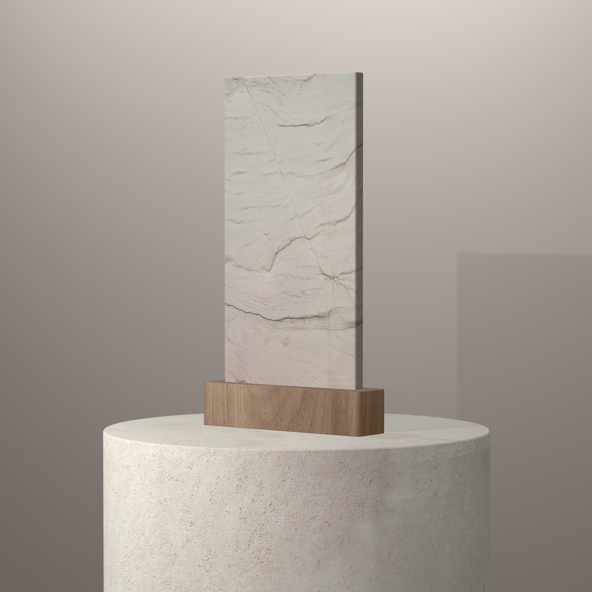 Rendu 3D du coloris Mont Blanc sur piédestal