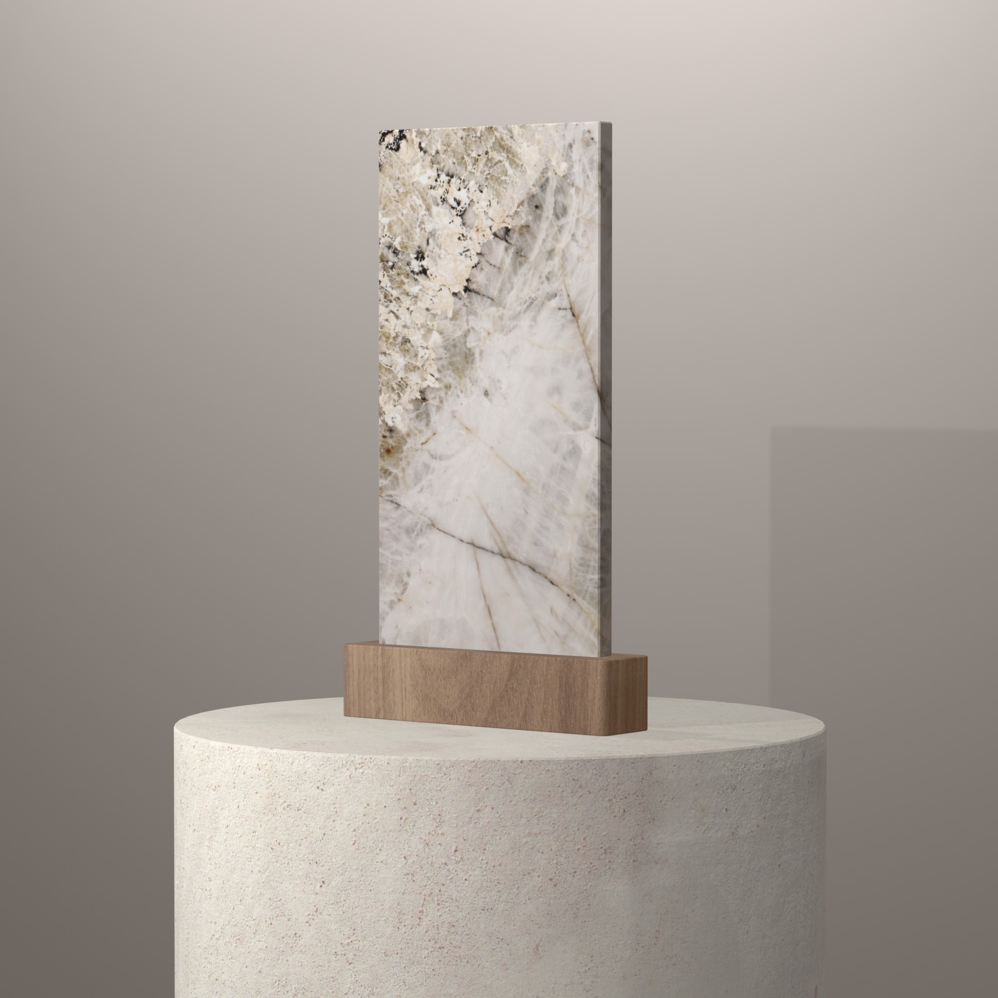Rendu 3D du coloris Patagonia Crystal sur piédestal