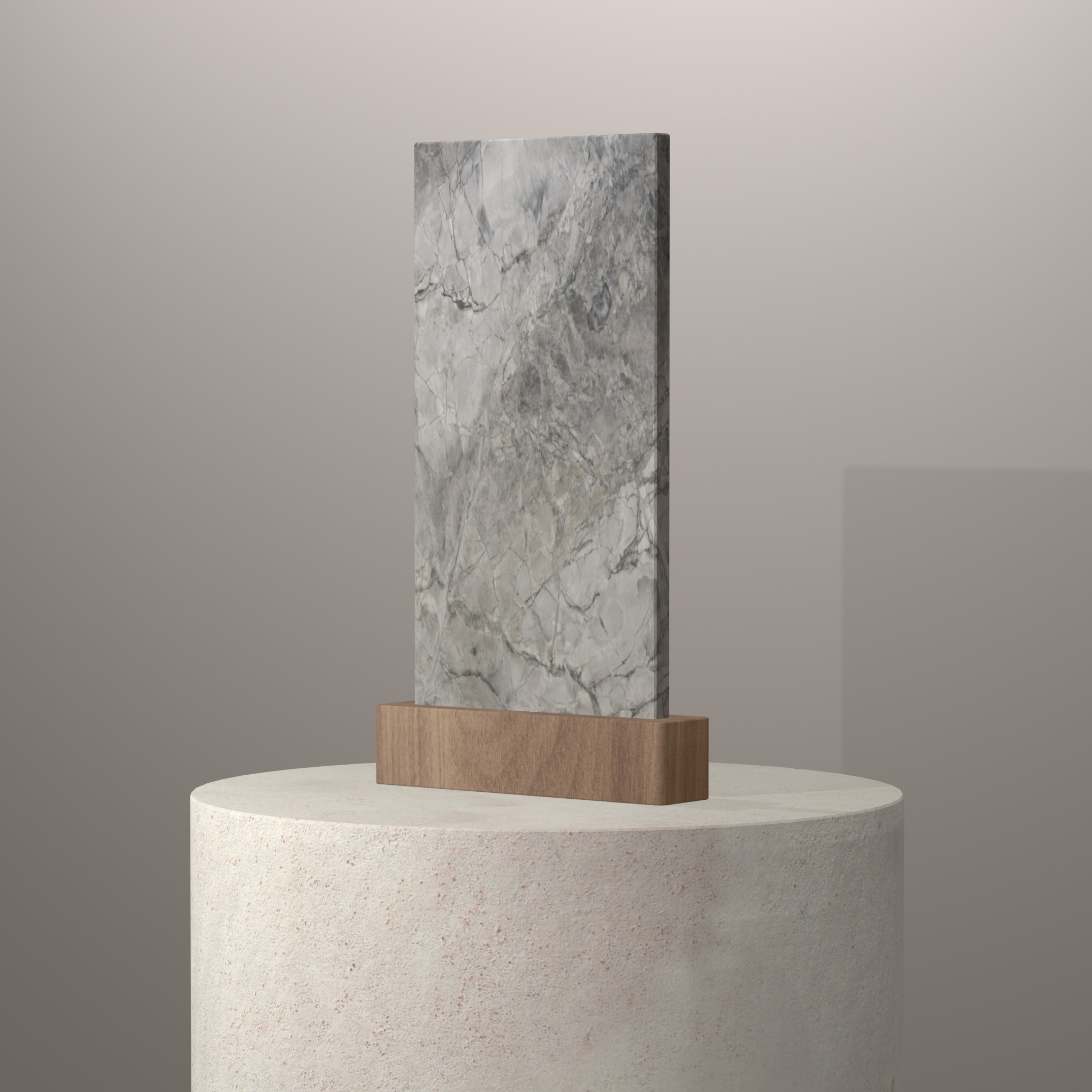 Rendu 3D du coloris Super White sur piédestal