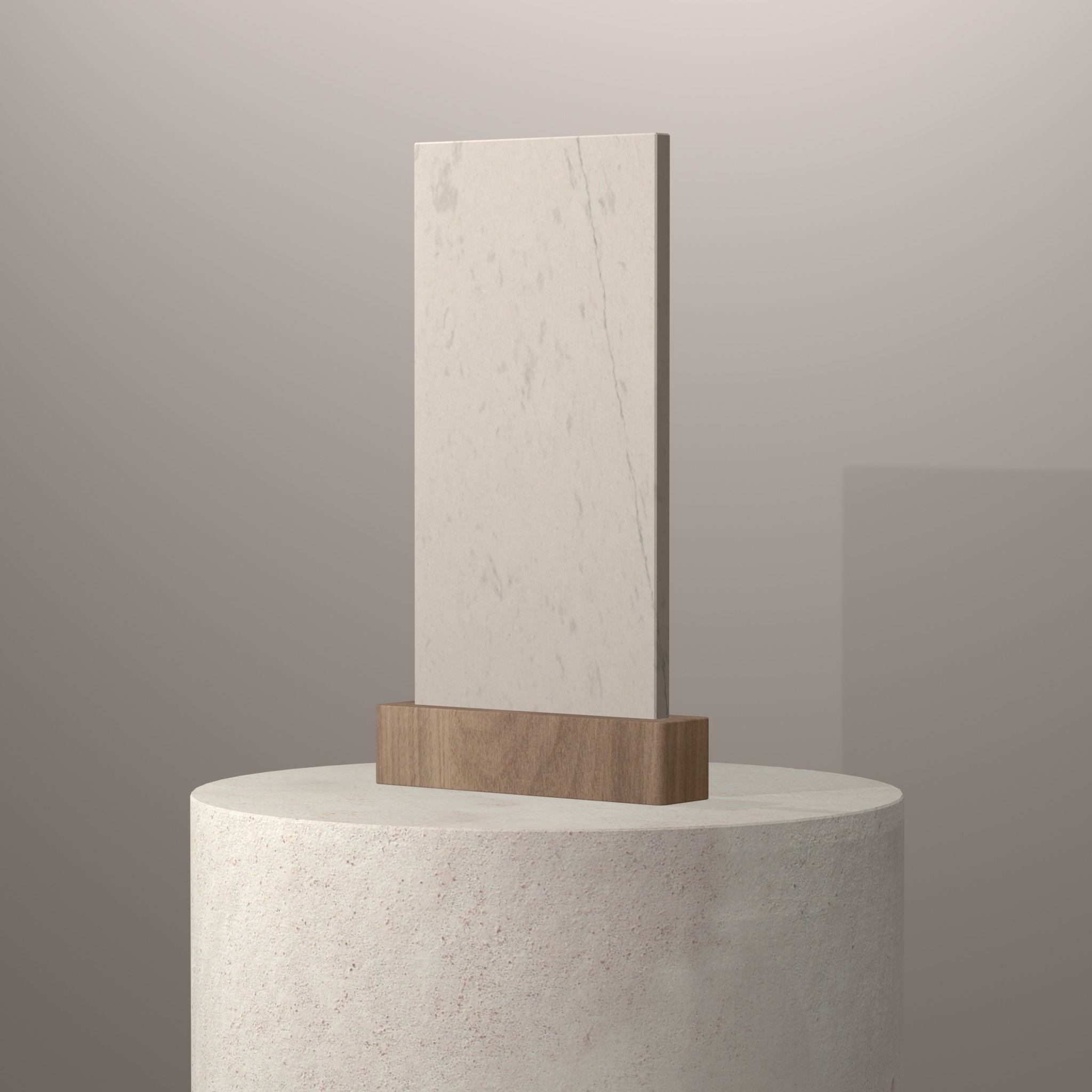 Rendu 3D du coloris Stella White sur piédestal