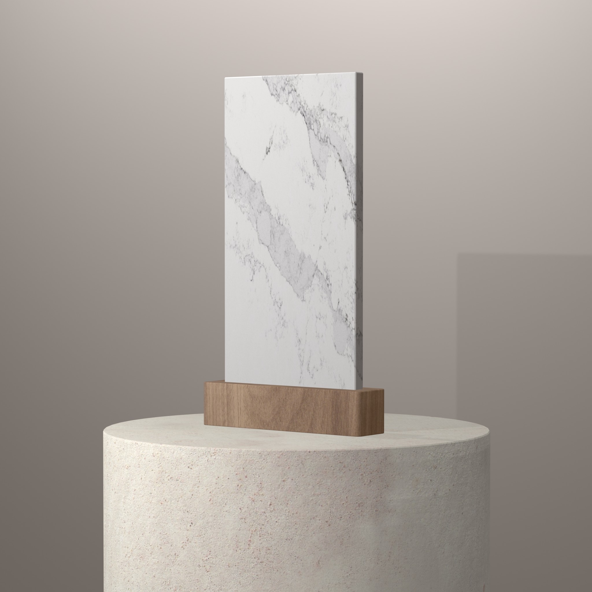 Rendu 3D du coloris Elegance Michelangelo sur piédestal