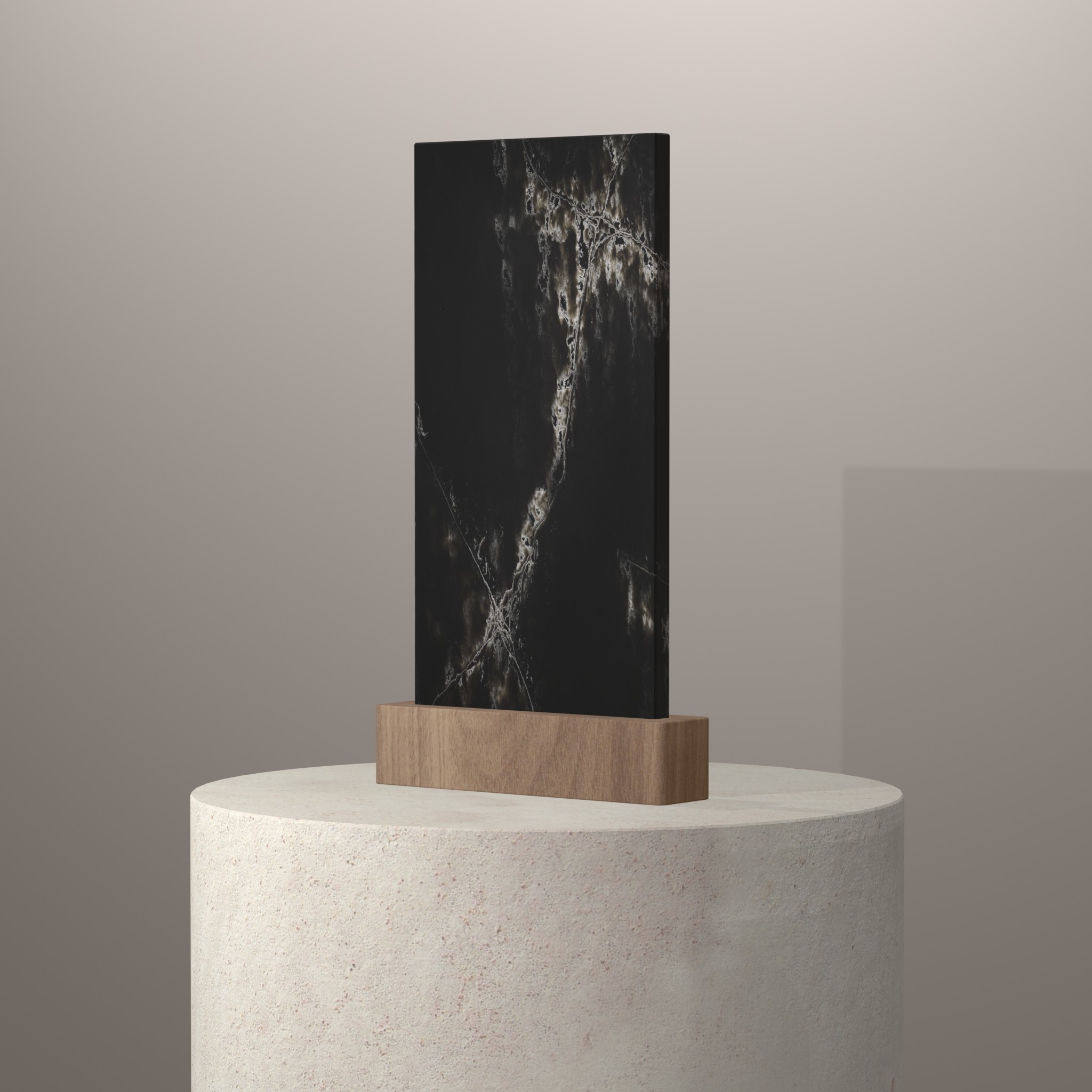 Rendu 3D du coloris Ice Black sur piédestal