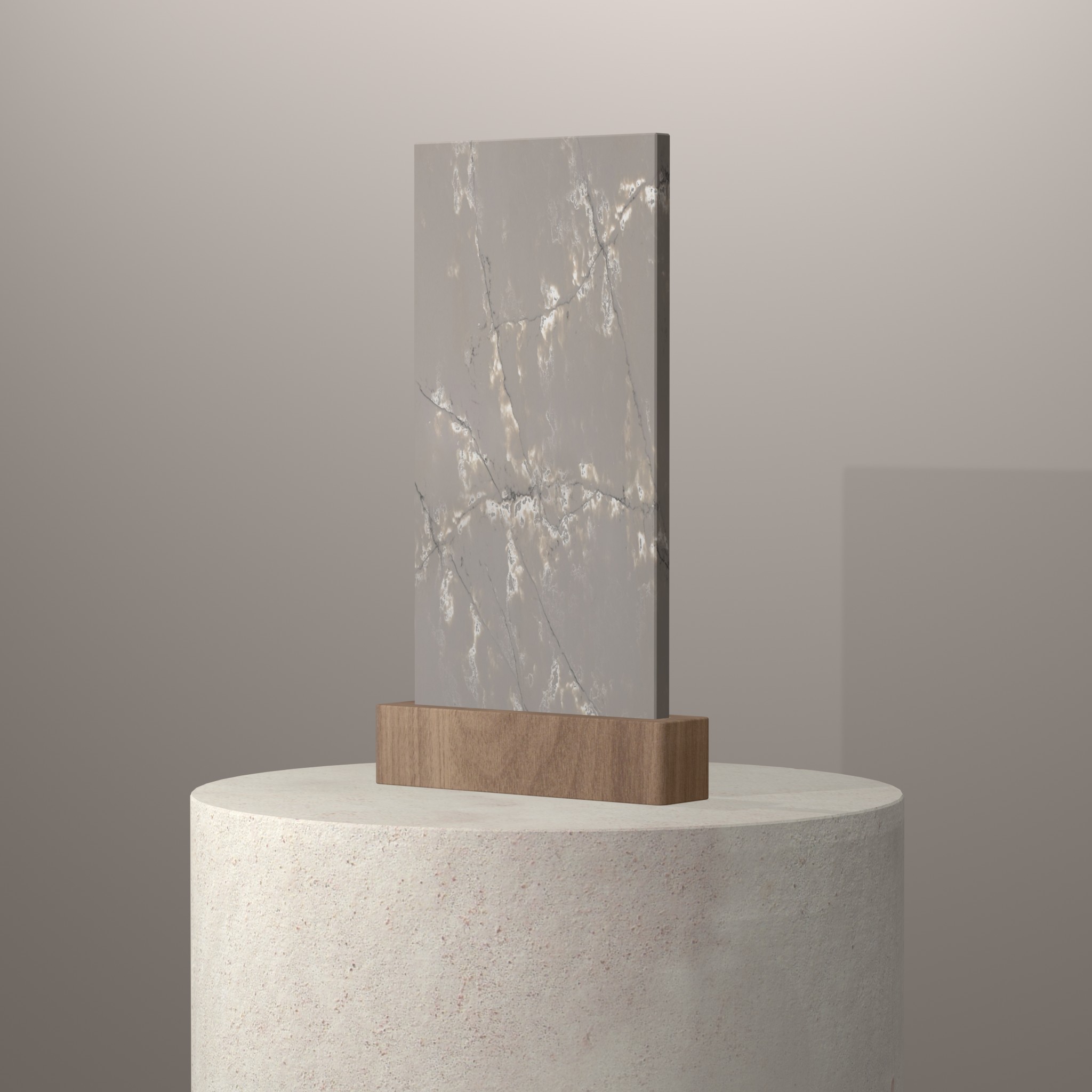 Rendu 3D du coloris Ice White sur piédestal