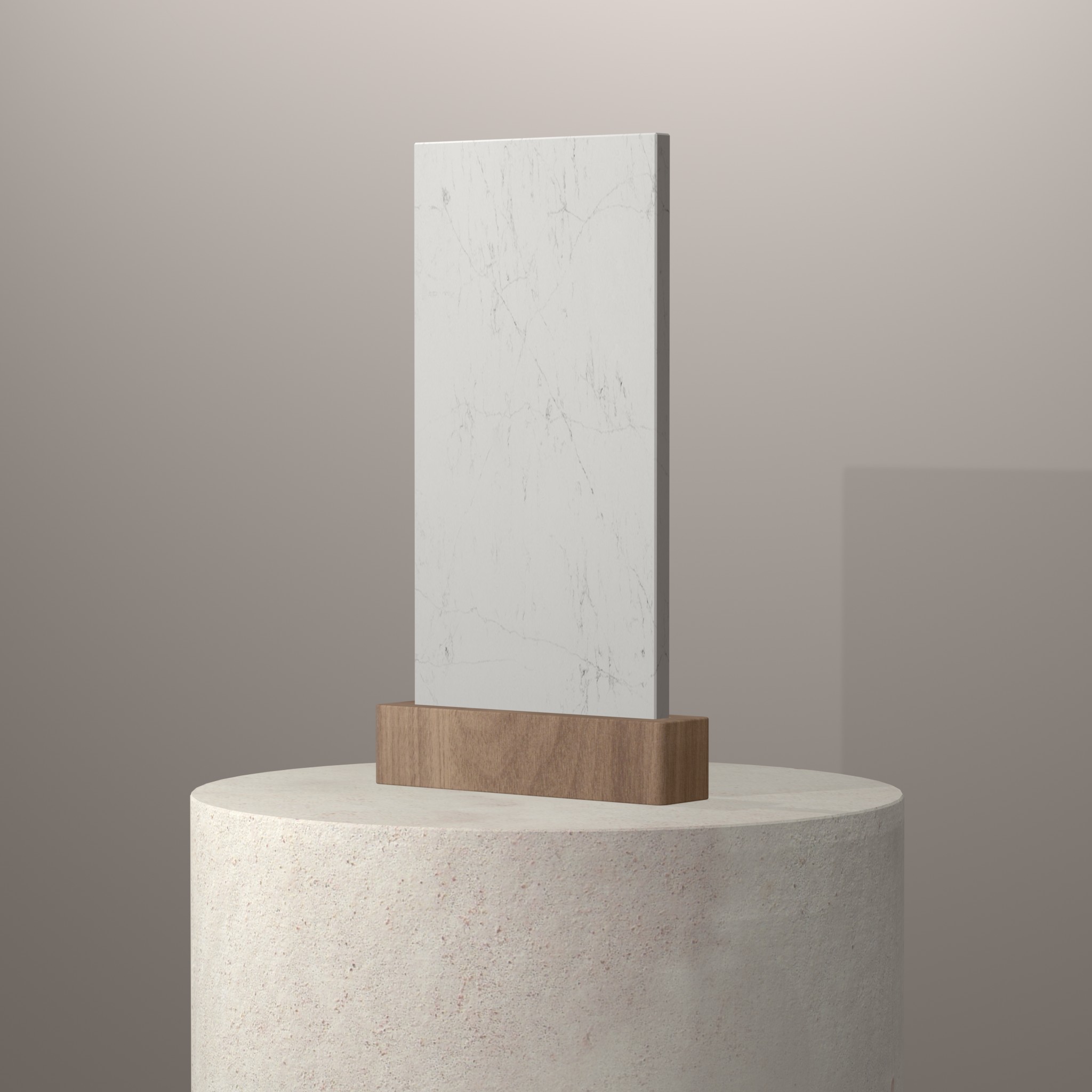 Rendu 3D du coloris Unique Arabescato sur piédestal