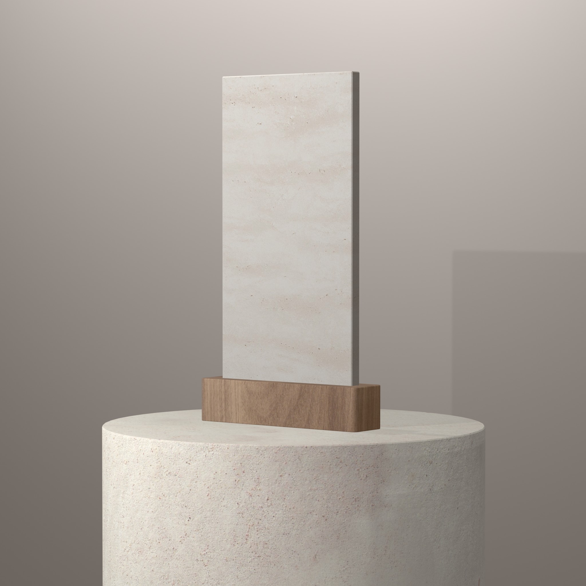 Rendu 3D du coloris Travertino sur piédestal