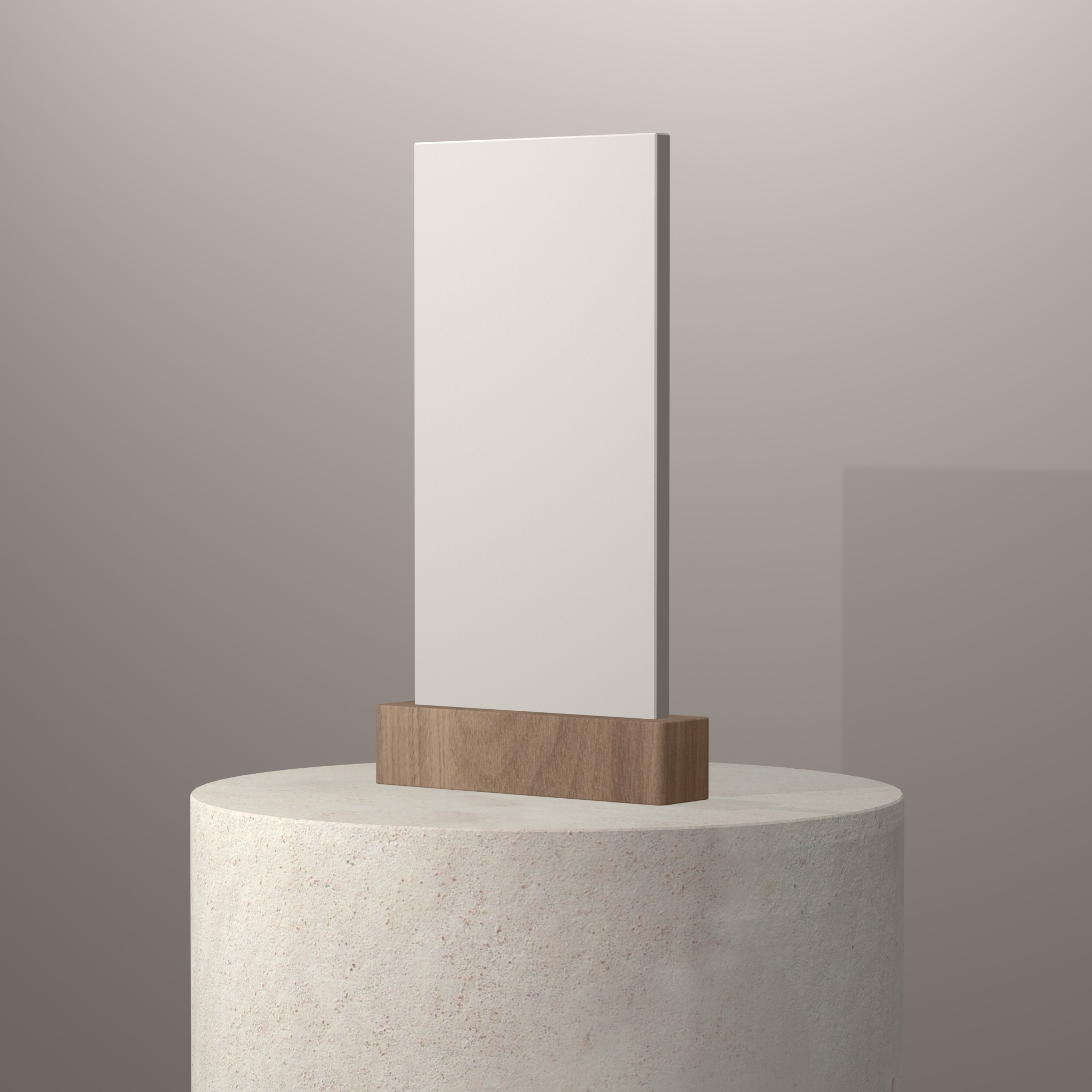 Rendu 3D du coloris Blanco Zeus sur piédestal
