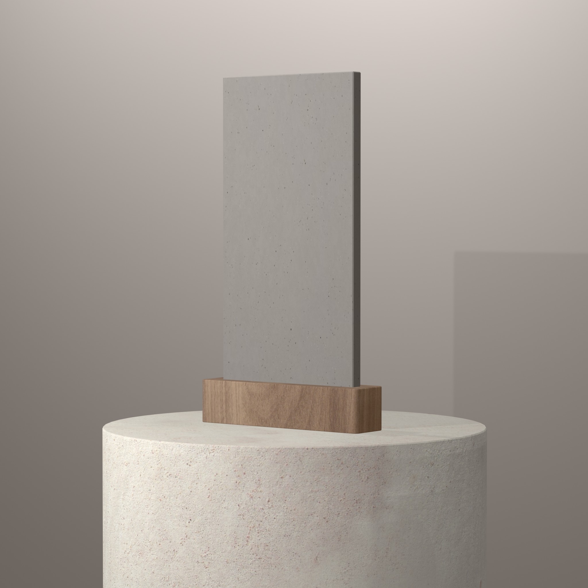 Rendu 3D du coloris Concrete Pulse sur piédestal