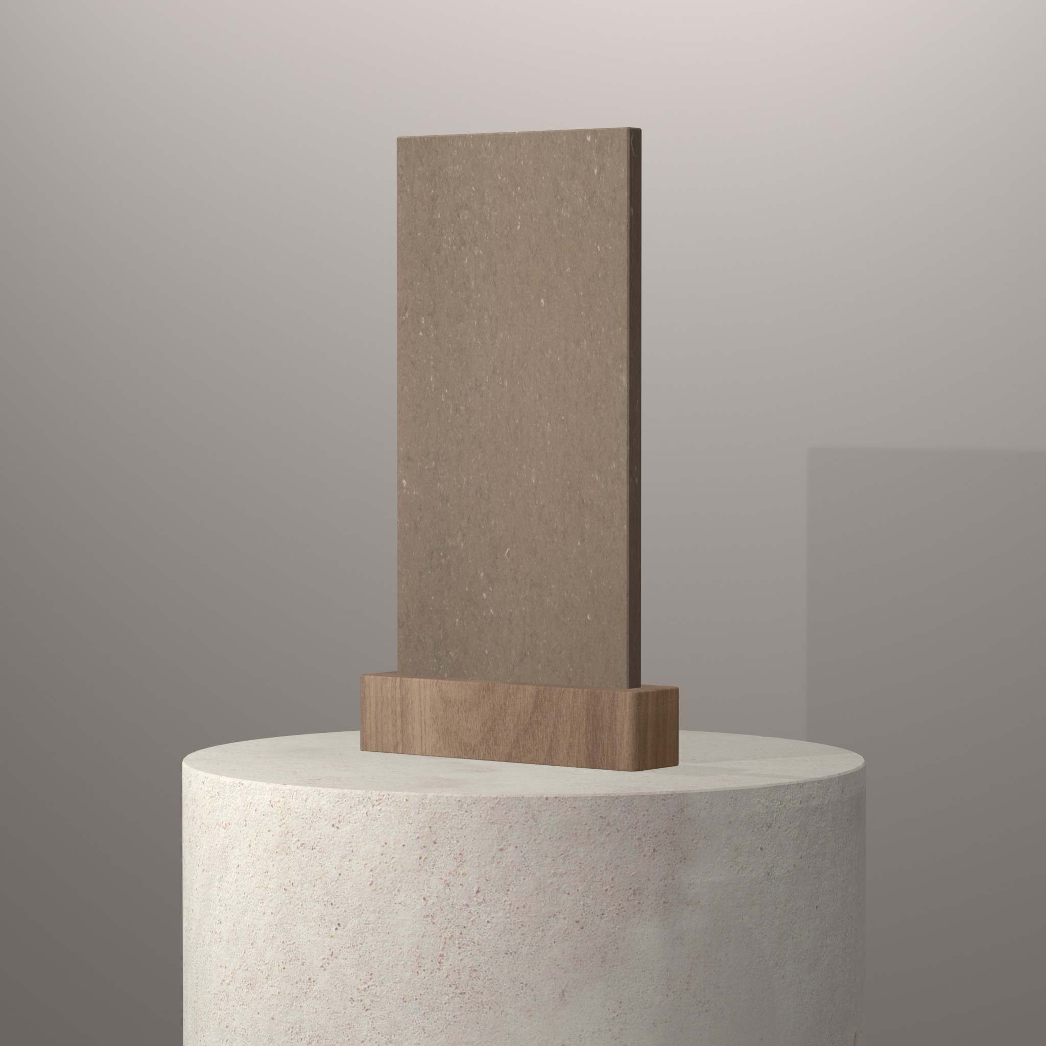 Rendu 3D du coloris Coral Clay Colour sur piédestal