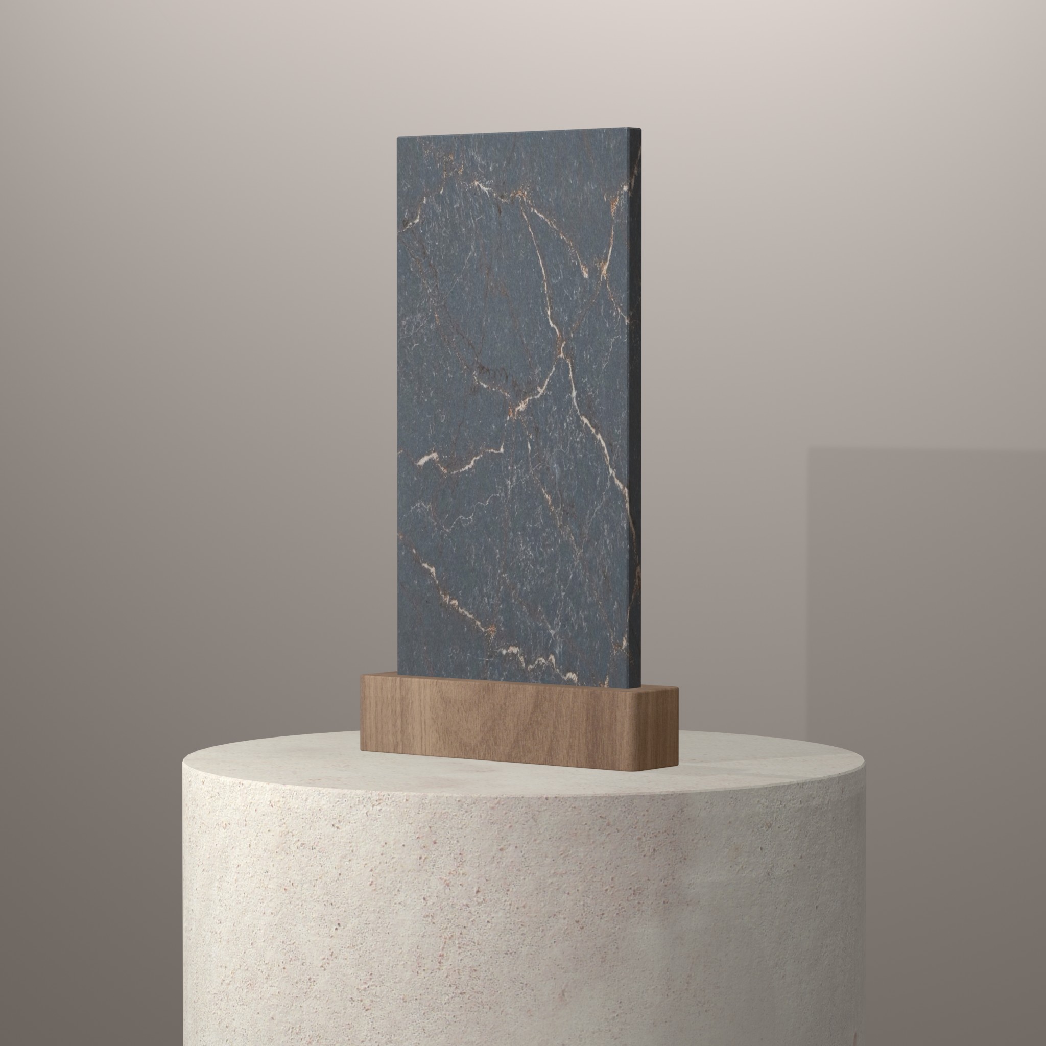 Rendu 3D du coloris Parisien Bleu sur piédestal