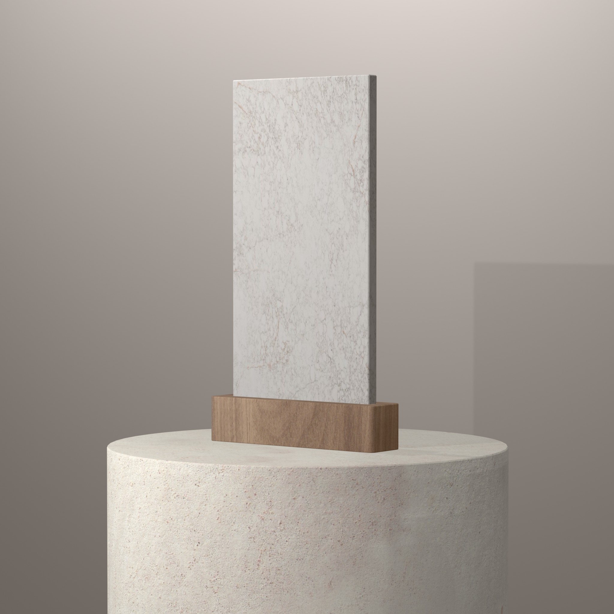 Rendu 3D du coloris Rivière Rose sur piédestal