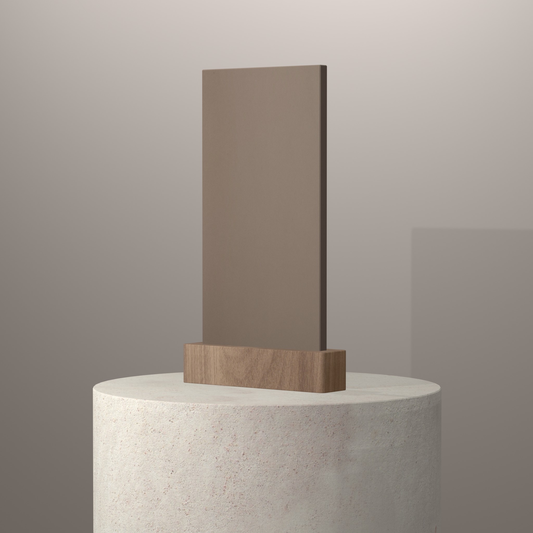 Rendu 3D du coloris Rougui sur piédestal